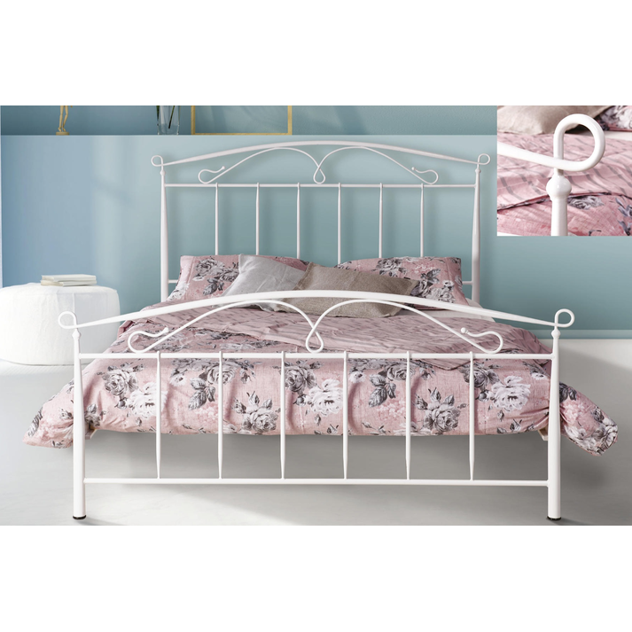 No61 Metal Bed White for 150/160x200 cm Mattress