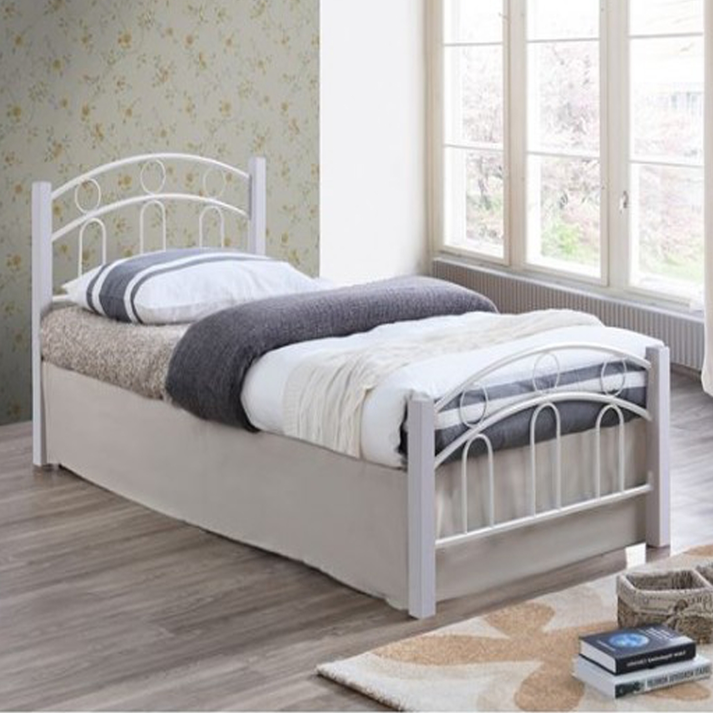 NORTON Κρεβάτι Διπλό, για Στρώμα 140x190cm, Μέταλλο Βαφή Άσπρο, Ξύλο Άσπρο