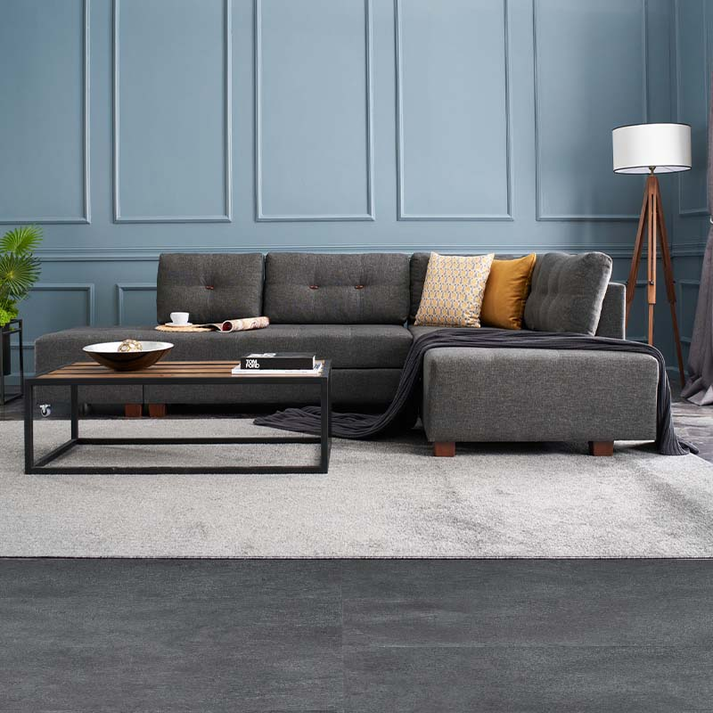 Γωνιακός καναπές - κρεβάτι Manama δεξιά γωνία υφασμάτινος χρώμα ανθρακί 280x206x85εκ.