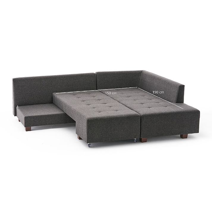 Γωνιακός καναπές - κρεβάτι Manama δεξιά γωνία υφασμάτινος χρώμα ανθρακί 280x206x85εκ.