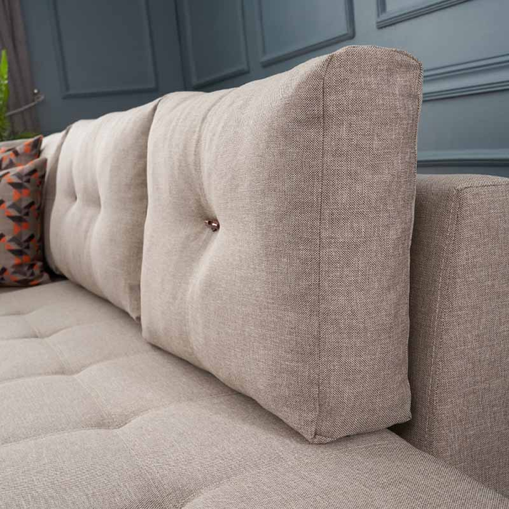 Γωνιακός καναπές - κρεβάτι Manama αριστερή γωνία υφασμάτινος χρώμα κρεμ 280x206x85εκ.