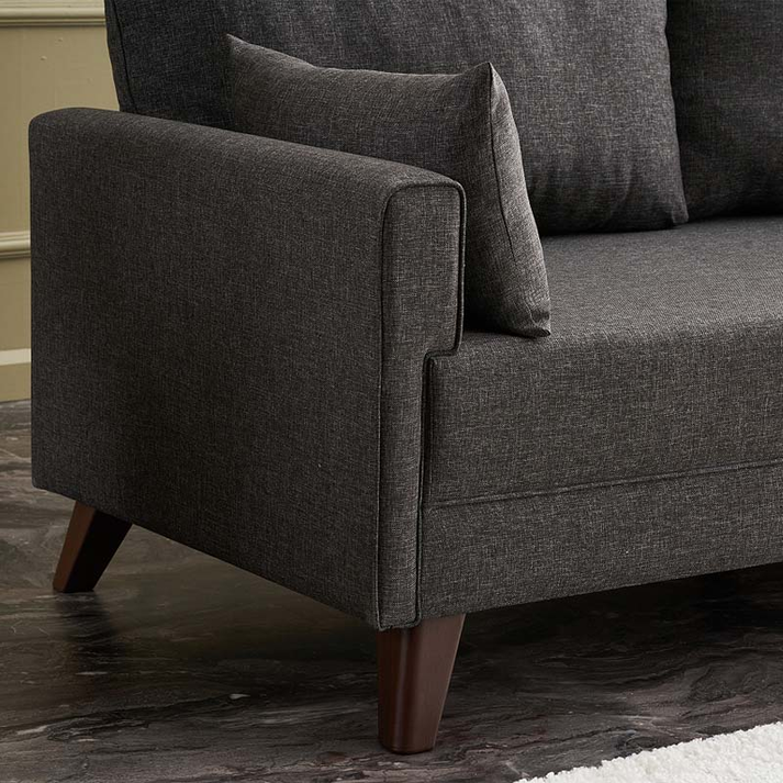 Καναπές Bella διθέσιος υφασμάτινος χρώμα ανθρακί 177x81x85εκ.