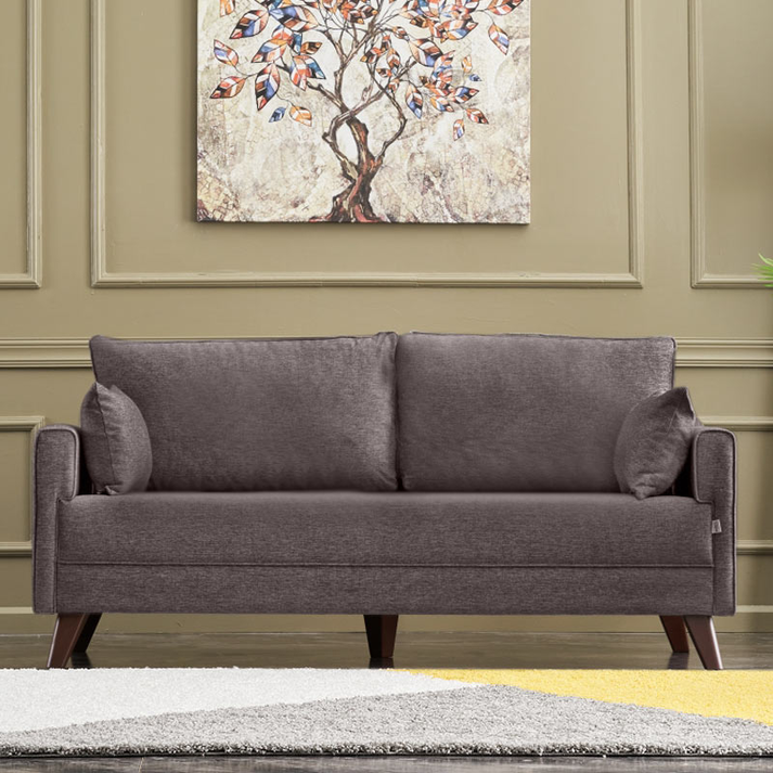 Καναπές Bella διθέσιος υφασμάτινος χρώμα καφέ 177x81x85εκ.