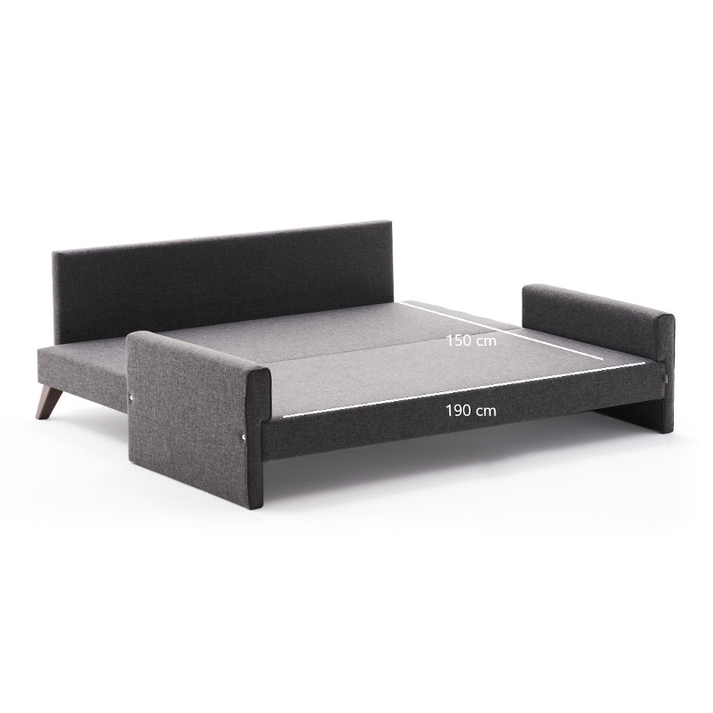 Καναπές - κρεβάτι Bella τριθέσιος υφασμάτινος χρώμα ανθρακί 208x81x85εκ.