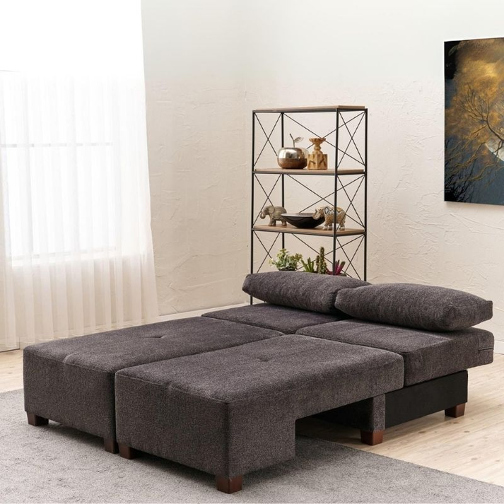 Καναπές - κρεβάτι πολυμορφικός Perenna τριθέσιος υφασμάτινος χρώμα ανθρακί 233x93x83εκ.