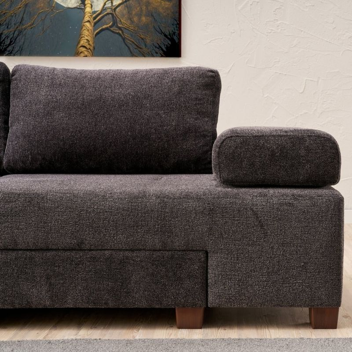 Καναπές - κρεβάτι πολυμορφικός Perenna τριθέσιος υφασμάτινος χρώμα ανθρακί 233x93x83εκ.