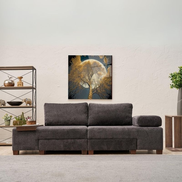 Καναπές - κρεβάτι πολυμορφικός Perenna τριθέσιος υφασμάτινος χρώμα ανθρακί 233x93x83εκ.