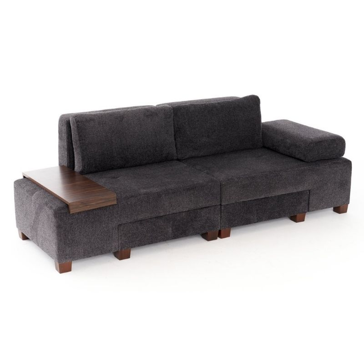 Καναπές - κρεβάτι πολυμορφικός Perenna τριθέσιος υφασμάτινος χρώμα ανθρακί 233x93x83εκ.