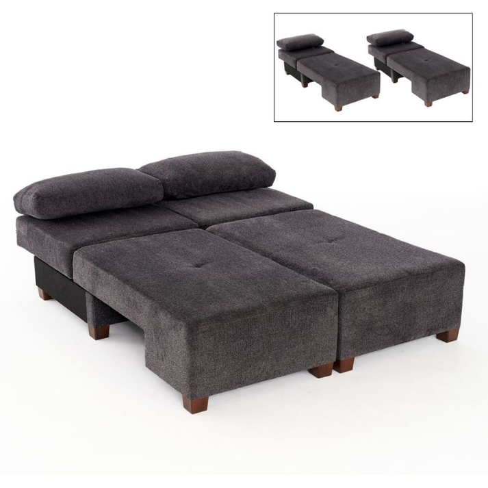 Καναπές - κρεβάτι πολυμορφικός Perenna τριθέσιος υφασμάτινος χρώμα ανθρακί 233x93x83εκ.