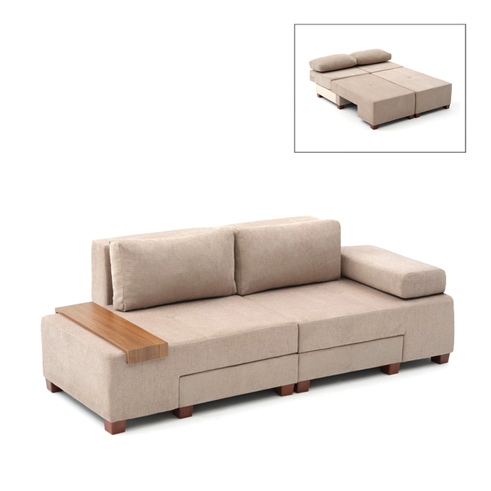 Καναπές Κρεβάτι Πολυμορφικός Perenna Μπεζ 233x93x83 εκ.