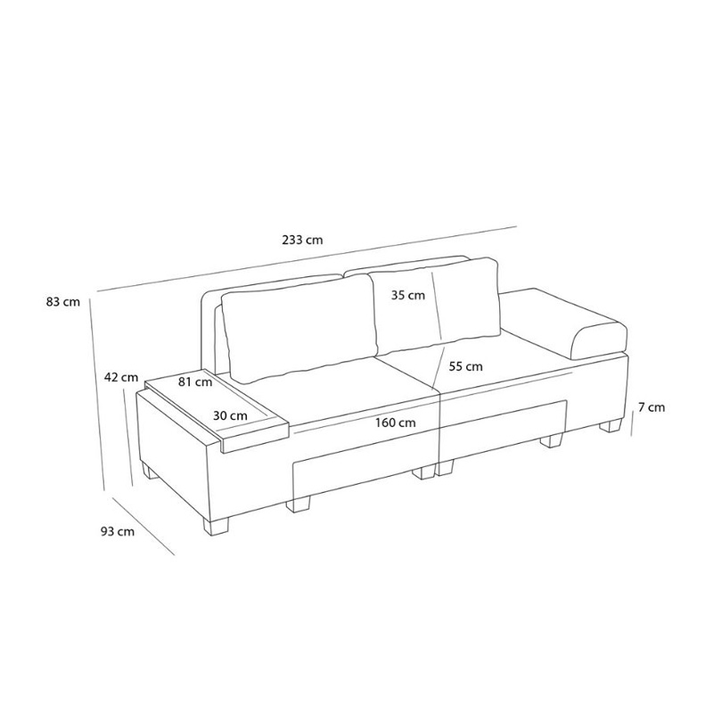 Καναπές Κρεβάτι Πολυμορφικός Perenna Μπεζ 233x93x83 εκ.