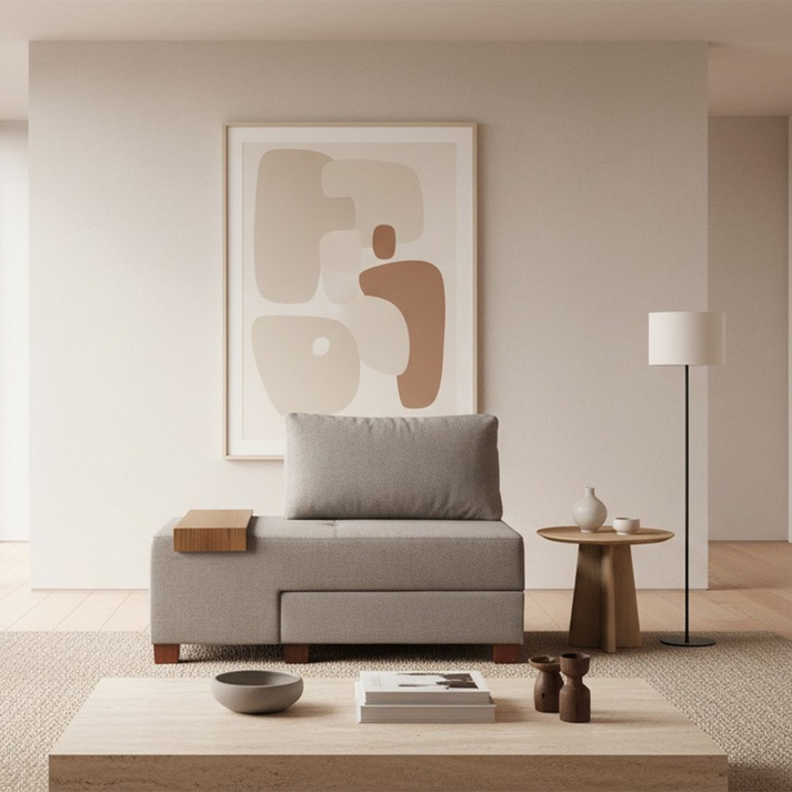 Πολυθρόνα - κρεβάτι Perenna υφασμάτινη χρώμα γκρι 116x93x83εκ.