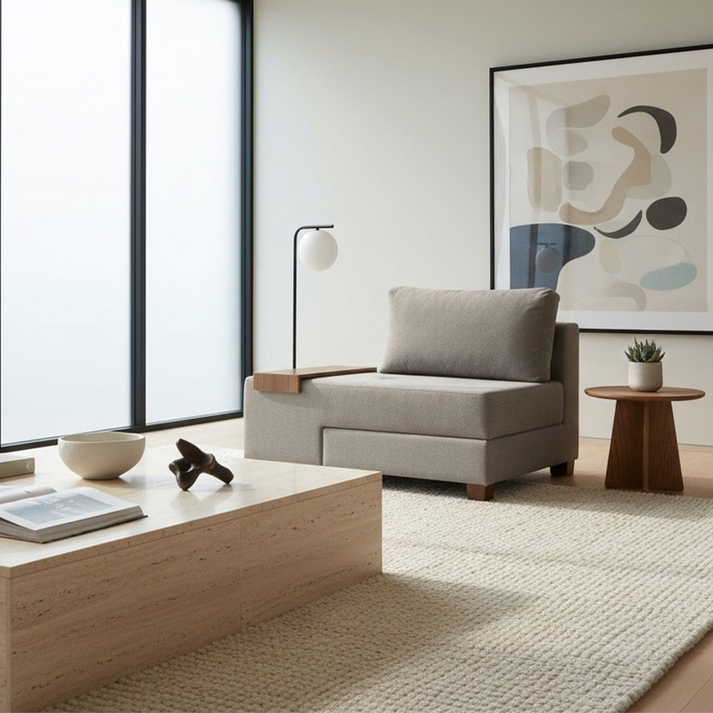 Πολυθρόνα - κρεβάτι Perenna υφασμάτινη χρώμα γκρι 116x93x83εκ.