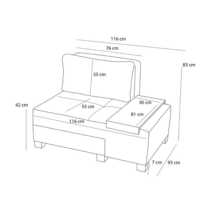 Πολυθρόνα - κρεβάτι Perenna υφασμάτινη χρώμα ανθρακί 116x93x83εκ.