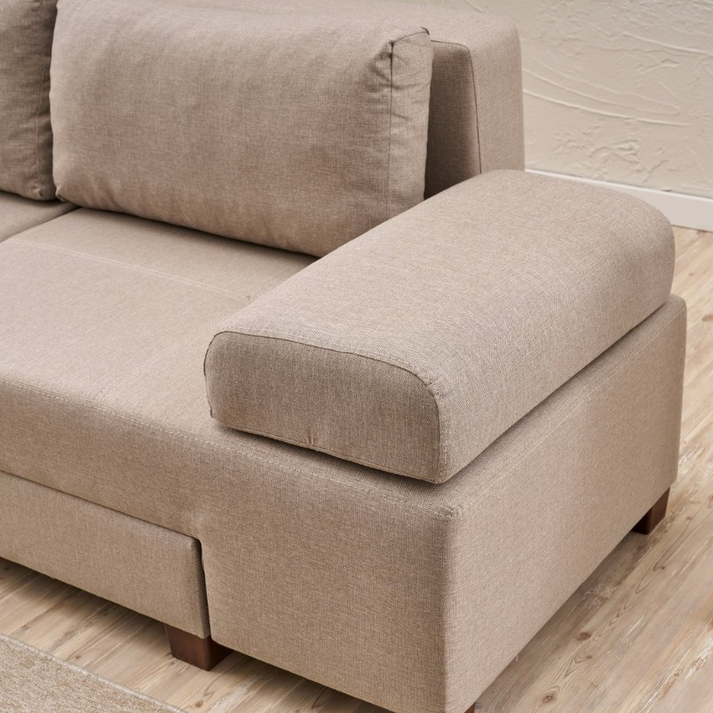 Καναπές - κρεβάτι πολυμορφικός Perenna τριθέσιος υφασμάτινος χρώμα κρεμ 233x93x83εκ.