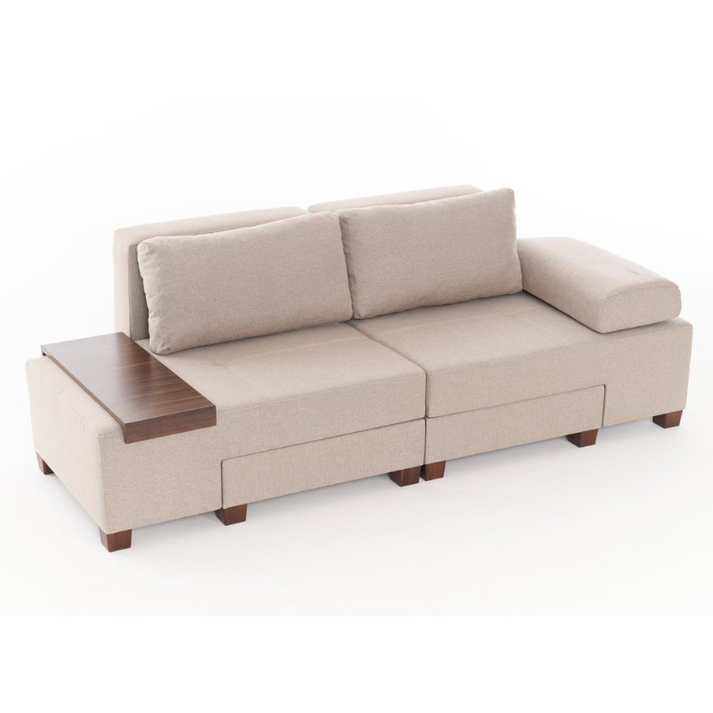 Καναπές - κρεβάτι πολυμορφικός Perenna τριθέσιος υφασμάτινος χρώμα κρεμ 233x93x83εκ.