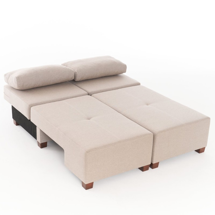 Καναπές - κρεβάτι πολυμορφικός Perenna τριθέσιος υφασμάτινος χρώμα κρεμ 233x93x83εκ.