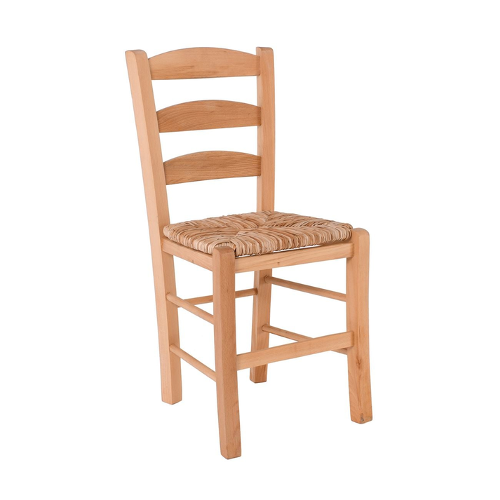 ΣΚΥΡΟΣ Καρέκλα Οξιά Βαφή Εμποτισμού Φυσικό, Κάθισμα Ψάθα