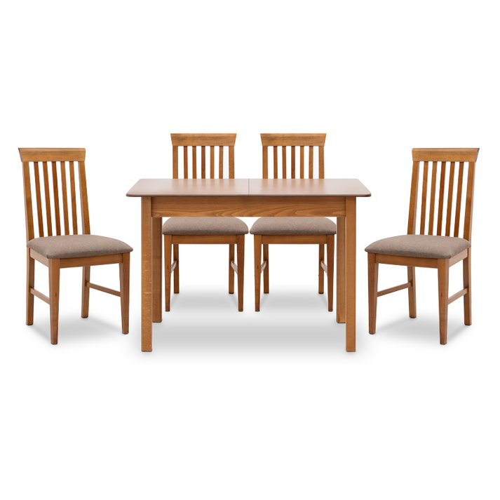 Σετ τραπεζαρίας Bergen-Francis 5 τμχ μασίφ ξύλο-MDF με επεκτεινόμενο τραπέζι 120/150x68x77εκ.