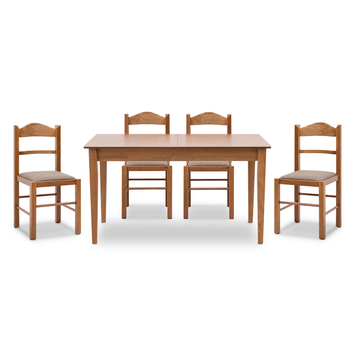 Σετ τραπεζαρίας Adare-Virginia 5 τμχ μασίφ ξύλο-MDF με επεκτεινόμενο τραπέζι 140/180x78x77εκ.