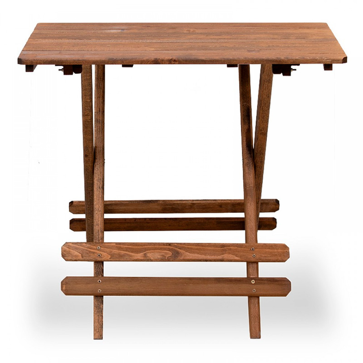 Σετ τραπεζαρία κήπου Queen ξύλινη τραπέζι 80x60εκ. - πολυθρόνα σκηνοθέτη καρυδί - εκρού πανί