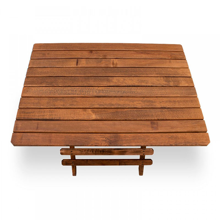 Σετ τραπεζαρία κήπου Queen ξύλινη τραπέζι 80x60εκ. - πολυθρόνα σκηνοθέτη καρυδί - εκρού πανί