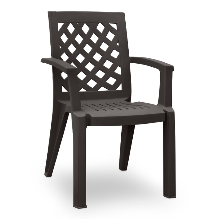 Σετ τραπεζαρία κήπου Callan 5τμχ πολυπροπυλενίου τραπέζι 140x80 - πολυθρόνα χρώμα καφέ