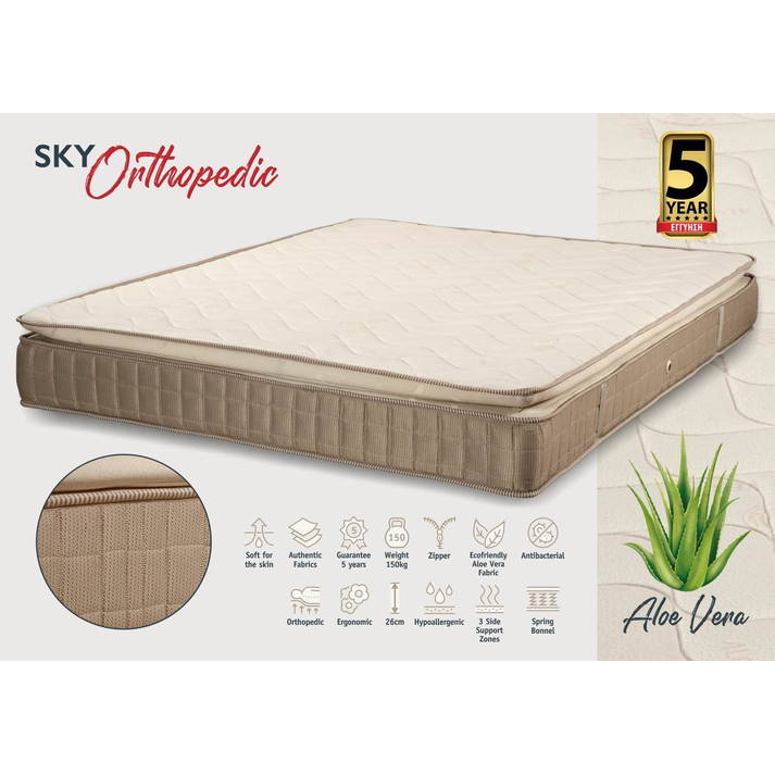 KPS ΣΤΡΩΜΑ ΜΕ ΑΝΩΣΤΡΩΜΑ SKY ORTHOPEDIC ALOE VERA 90/100/110/120/130/140/150/160/170/180