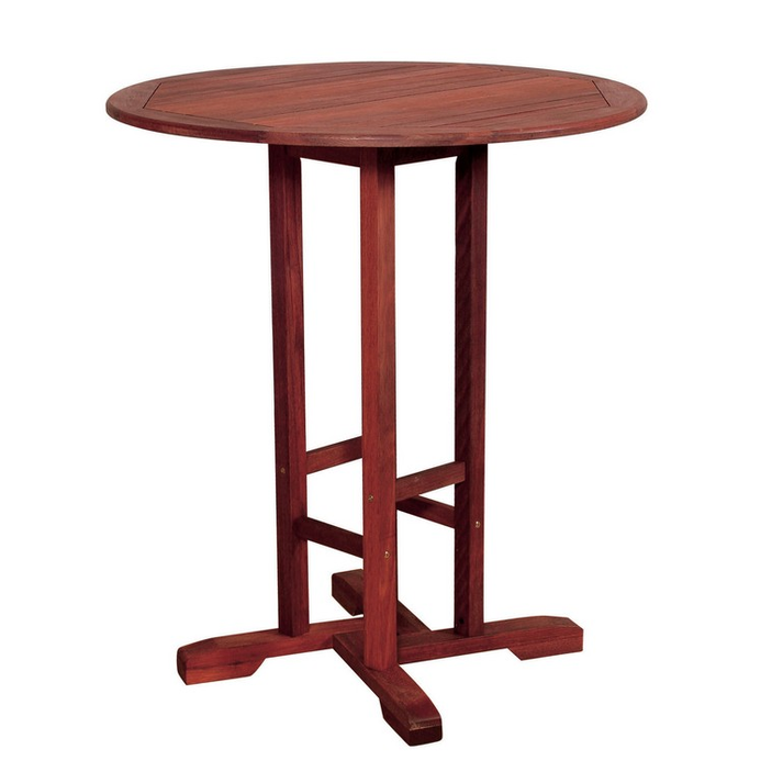 Ξύλινο Στρογγυλό Σταθερό Τραπέζι Red Shorea 90 x H100cm ΚΕΡΑΣΙ