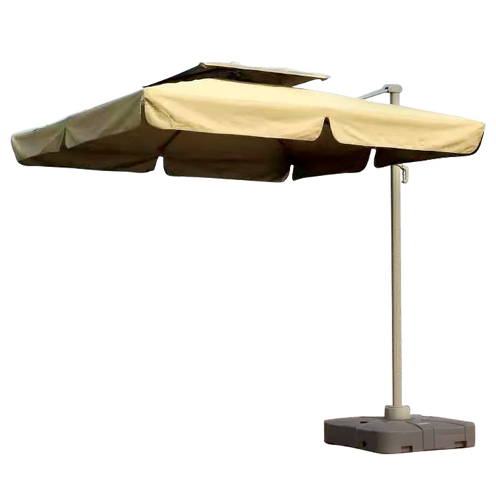 Γωνιακή Τετράγωνη Ομπρέλα 300x300cm Περιστρεφόμενη 360 με Αλουμίνιο Κορμό και Πετάλι Ασφαλείας Μεγάλο Αεραγωγό Μπέζ Πανί Και Μπέζ Σκελετό