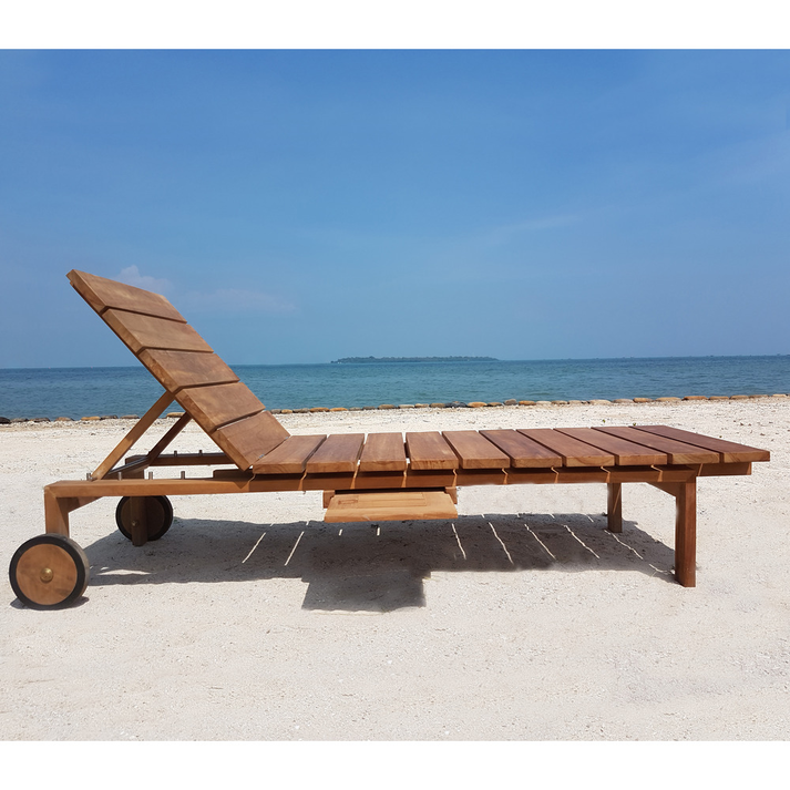 Summer Ξαπλώστρα Teak Ξύλινη Εξωτερικού Χώρου 190x65x35cm