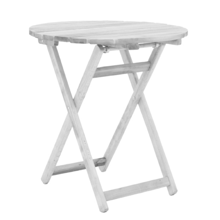 Τραπέζι Πτυσσόμενο Ξύλο Οξιάς Λευκό Ø65x74cm