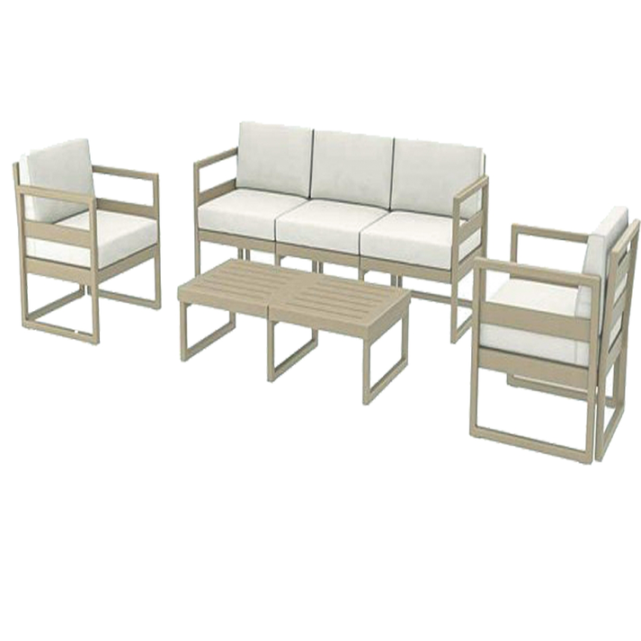MYKONOS SET 3ΘΕΣ.TAUPE ΜΕ ΜΑΞ.(3ΘΕΣ.+2ΠΟΛ.+ΤΡΑΠ 130εκ.)