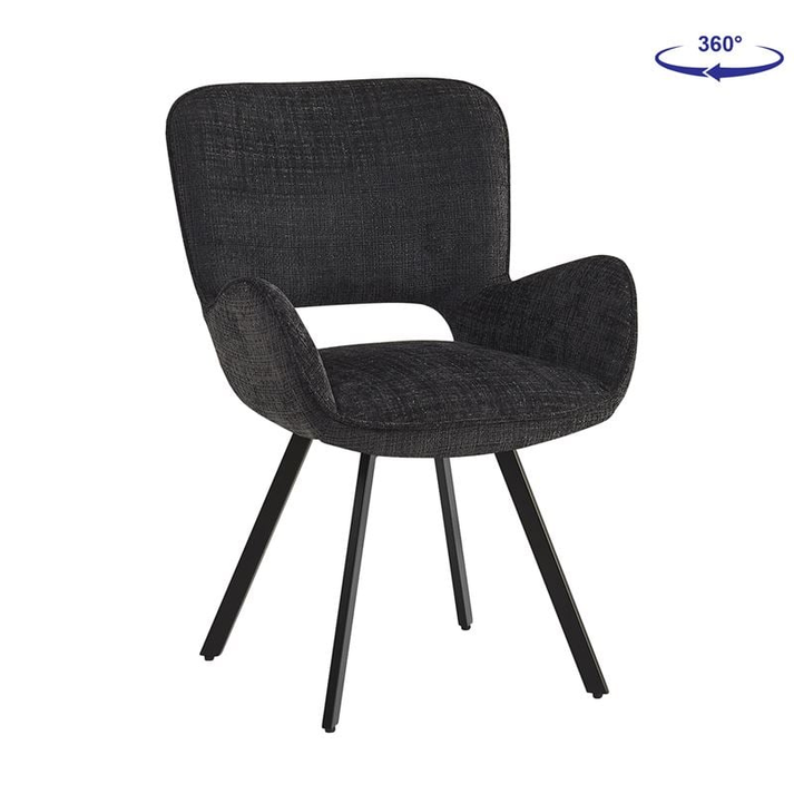 VETA Πολυθρόνα Περιστρεφόμενη, Μέταλλο Βαφή Μαύρο, Ύφασμα Μαύρο