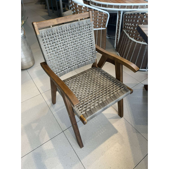 Ξύλινη Πολυθρόνα Acacia Wood Με Rattan 63Χ57Χ90