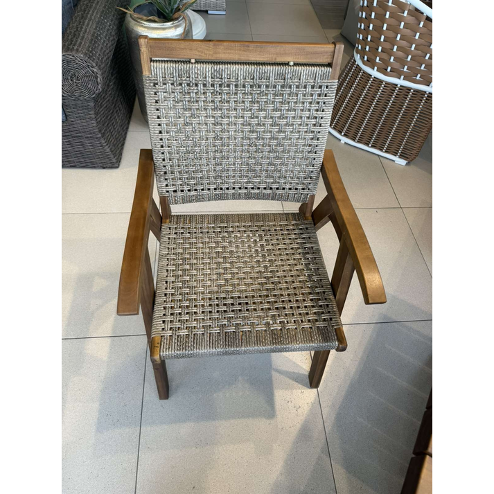 Ξύλινη Πολυθρόνα Acacia Wood Με Rattan 63Χ57Χ90