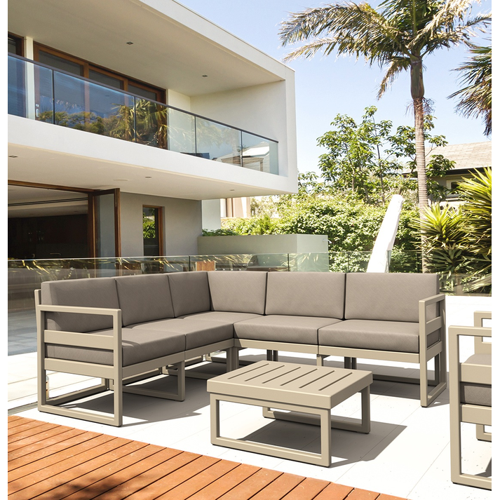 MYKONOS ΓΩΝΙΑ SET TAUPE ΜΕ ΜΑΞΙΛΑΡΙΑ ΠΟΛ/ΝΙΟΥ (+ΤΡΑΠ.65εκ.)