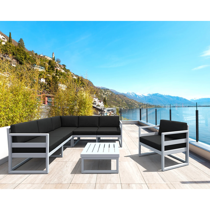 MYKONOS ΓΩΝΙΑ SET SILVER GREY ΜΕ ΜΑΞΙΛΑΡΙΑ ΠΟΛ/ΝΙΟΥ (+ΤΡΑΠ.65εκ.)