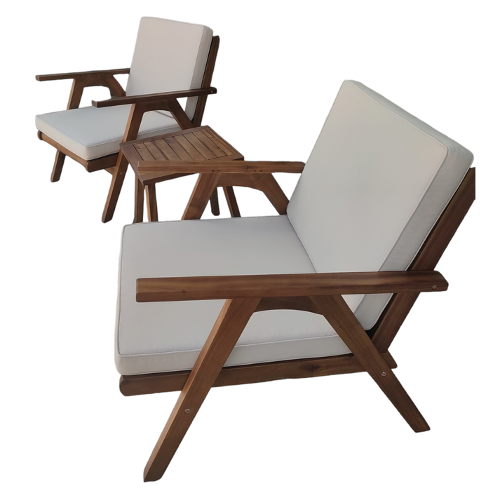 Ξύλινο Καθιστικό Σέτ Acacia Wood 3 Τεμαχίων