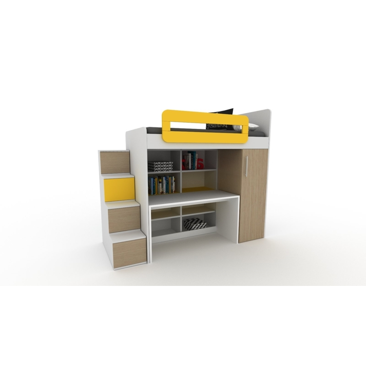 ΣΥΝΘΕΣΗ CLEVER HIGH ΜΕΛΑΜΙΝΗ ΕΛΛΗΝΙΚΗΣ ΚΑΤΑΣΚΕΥΗΣ LNA  245*190*98 (1 κρεβάτι 190Χ90 , 1 ντουλάπι, 1 ραφιέρα, 1 γραφείο)